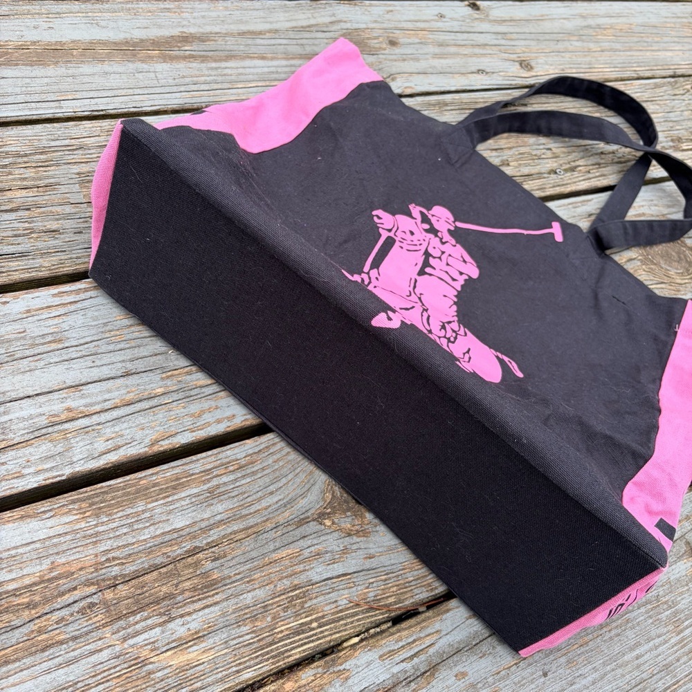 Polo by Ralph Lauren Big Pony Black Tote Pink Accents EST 2000 - Picture 3 of 9